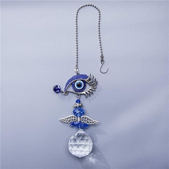 Hanging Crystal Angel Suncatcher Blue Evil Eye Protection and Good Luck Charm - Picture 5 of 6